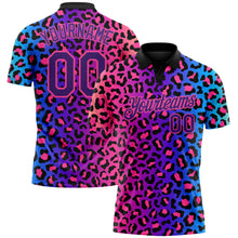 Загрузить изображение в средство просмотра галереи, Custom Pink Purple-Black 3D Pattern Design Leopard Print Performance Golf Polo Shirt
