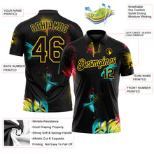 Charger l&#39;image dans la galerie, Custom Graffiti Pattern Black-Yellow 3D Performance Golf Polo Shirt
