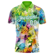 Charger l&#39;image dans la galerie, Custom Graffiti Pattern White-Kelly Green 3D Performance Golf Polo Shirt
