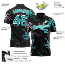 Загрузить изображение в средство просмотра галереи, Custom Black Teal-White 3D Pattern Design Hawaii Palm Trees Performance Golf Polo Shirt
