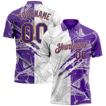 Charger l&#39;image dans la galerie, Custom Graffiti Pattern Purple-Old Gold 3D Scratch Performance Golf Polo Shirt
