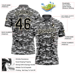 Custom Camo Black-Cream Performance Salute To Service Golf Polo Shirt