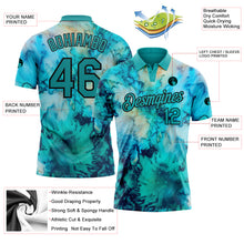 Загрузить изображение в средство просмотра галереи, Custom Tie Dye Teal-Black 3D Performance Golf Polo Shirt
