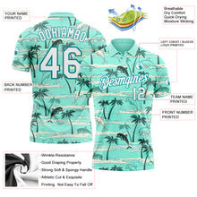 Загрузить изображение в средство просмотра галереи, Custom Teal White 3D Pattern Design Hawaii Palm Trees Performance Golf Polo Shirt
