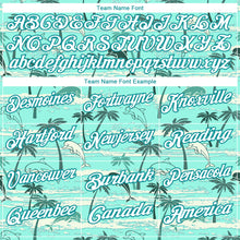 Загрузить изображение в средство просмотра галереи, Custom Teal White 3D Pattern Design Hawaii Palm Trees Performance Golf Polo Shirt
