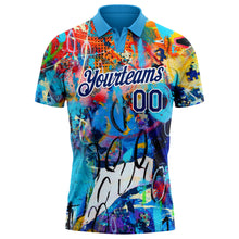 Charger l&#39;image dans la galerie, Custom Graffiti Pattern Royal-White 3D Performance Golf Polo Shirt
