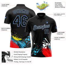 Загрузить изображение в средство просмотра галереи, Custom Graffiti Pattern Black-Light Blue 3D Performance Golf Polo Shirt
