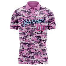 Загрузить изображение в средство просмотра галереи, Custom Camo Pink-Light Blue Performance Salute To Service Golf Polo Shirt
