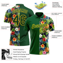 Charger l&#39;image dans la galerie, Custom Green Yellow 3D Pattern Design Tropical Pattern With Pineapples Palm Leaves And Flowers Performance Golf Polo Shirt
