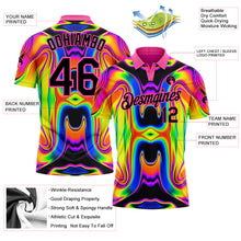 Загрузить изображение в средство просмотра галереи, Custom Pink Black 3D Pattern Design Abstract Iridescent Psychedelic Swirl Fluid Art Performance Golf Polo Shirt
