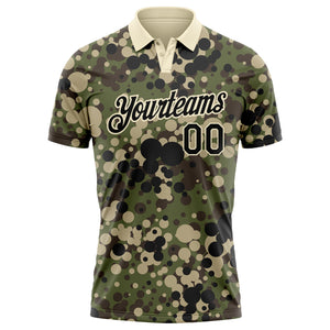 Custom Camo Black-Cream Performance Salute To Service Golf Polo Shirt