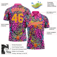 Charger l&#39;image dans la galerie, Custom Graffiti Pattern Yellow-Pink 3D Colorful Leopard Print Performance Golf Polo Shirt
