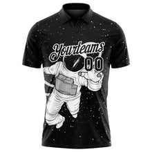 Charger l&#39;image dans la galerie, Custom Black White 3D Pattern Design Astronaut Performance Golf Polo Shirt
