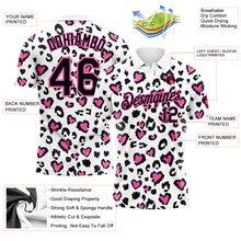 Charger l&#39;image dans la galerie, Custom White Black-Pink 3D Pattern Design Leopard Print Performance Golf Polo Shirt
