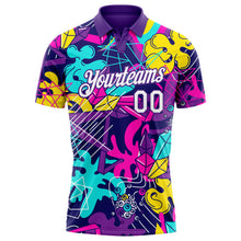 Charger l&#39;image dans la galerie, Custom Graffiti Pattern White-Purple 3D Performance Golf Polo Shirt
