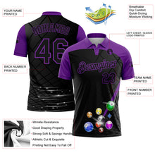 Laden Sie das Bild in den Galerie-Viewer, Custom Black Purple 3D Pattern Design Billiards Performance Polo Shirt
