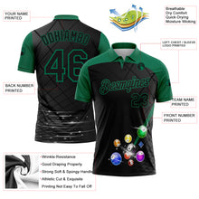 Laden Sie das Bild in den Galerie-Viewer, Custom Black Kelly Green 3D Pattern Design Billiards Performance Polo Shirt
