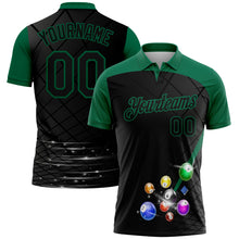 Laden Sie das Bild in den Galerie-Viewer, Custom Black Kelly Green 3D Pattern Design Billiards Performance Polo Shirt
