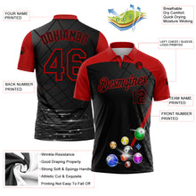 Charger l&#39;image dans la galerie, Custom Black Red 3D Pattern Design Billiards Performance Polo Shirt
