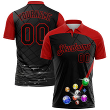 Laden Sie das Bild in den Galerie-Viewer, Custom Black Red 3D Pattern Design Billiards Performance Polo Shirt
