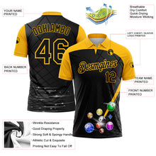 Laden Sie das Bild in den Galerie-Viewer, Custom Black Yellow 3D Pattern Design Billiards Performance Polo Shirt
