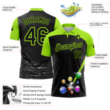 Laden Sie das Bild in den Galerie-Viewer, Custom Black Aurora Green 3D Pattern Design Billiards Performance Polo Shirt
