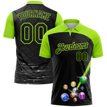 Laden Sie das Bild in den Galerie-Viewer, Custom Black Aurora Green 3D Pattern Design Billiards Performance Polo Shirt
