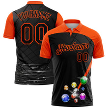 Laden Sie das Bild in den Galerie-Viewer, Custom Black Orange 3D Pattern Design Billiards Performance Polo Shirt
