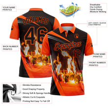 Загрузить изображение в средство просмотра галереи, Custom Black Orange 3D Pattern Design Flame Billiards Performance Polo Shirt
