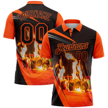 Загрузить изображение в средство просмотра галереи, Custom Black Orange 3D Pattern Design Flame Billiards Performance Polo Shirt
