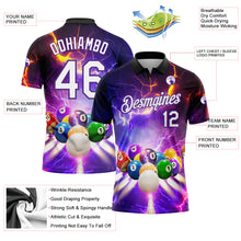 Laden Sie das Bild in den Galerie-Viewer, Custom Purple White-Black 3D Pattern Design Billiards Performance Polo Shirt
