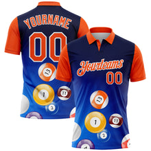 Laden Sie das Bild in den Galerie-Viewer, Custom Royal Orange-White 3D Pattern Design Billiards Performance Polo Shirt
