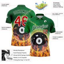 Laden Sie das Bild in den Galerie-Viewer, Custom Green Red-White 3D Pattern Design Flame Billiards 8 Ball Performance Polo Shirt
