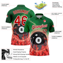 Laden Sie das Bild in den Galerie-Viewer, Custom Green Red-White 3D Pattern Design Flame Billiards 8 Ball Performance Polo Shirt
