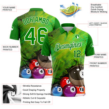 Laden Sie das Bild in den Galerie-Viewer, Custom Neon Green White 3D Pattern Design Billiards Performance Polo Shirt
