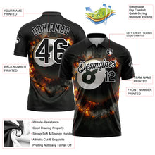 Загрузить изображение в средство просмотра галереи, Custom Black White 3D Pattern Design Flame Billiards 8 Ball Performance Polo Shirt
