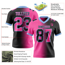 Load image into Gallery viewer, Custom Black Pink-Light Blue Mesh Authentic Gradient Fashion Football Jersey
