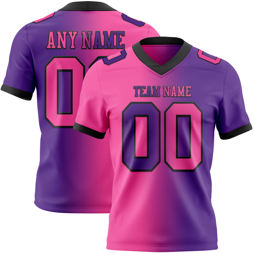 Custom Purple Pink-Black Mesh Authentic Gradient Fashion Football Jersey