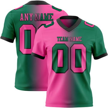 Custom Kelly Green Pink-Black Mesh Authentic Gradient Fashion Football Jersey