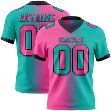 Load image into Gallery viewer, Custom Aqua Pink-Black Mesh Authentic Gradient Fashion Football Jersey
