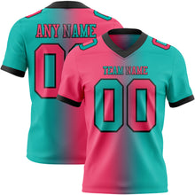 Load image into Gallery viewer, Custom Aqua Neon Pink-Black Mesh Authentic Gradient Fashion Football Jersey
