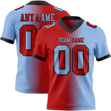 Load image into Gallery viewer, Custom Light Blue Red-Black Mesh Authentic Gradient Fashion Football Jersey
