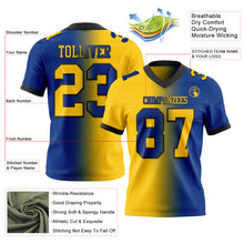 Load image into Gallery viewer, Custom Royal Yellow-Black Mesh Authentic Gradient Fashion Football Jersey
