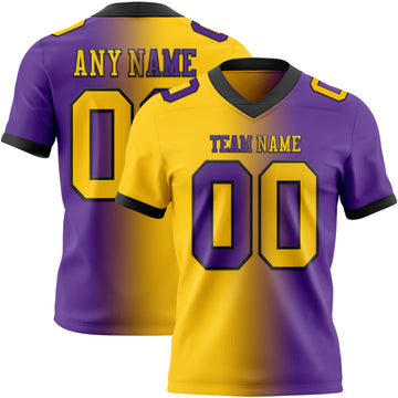 Custom Purple Yellow-Black Mesh Authentic Gradient Fashion Football Jersey