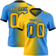 Load image into Gallery viewer, Custom Powder Blue Yellow-Black Mesh Authentic Gradient Fashion Football Jersey
