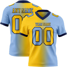 Load image into Gallery viewer, Custom Light Blue Yellow-Navy Mesh Authentic Gradient Fashion Football Jersey
