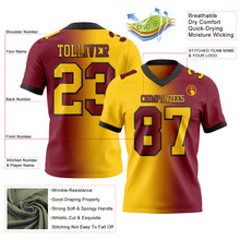 Load image into Gallery viewer, Custom Crimson Yellow-Black Mesh Authentic Gradient Fashion Football Jersey
