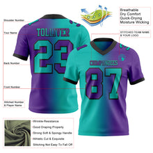 Charger l&#39;image dans la galerie, Custom Purple Aqua-Black Mesh Authentic Gradient Fashion Football Jersey
