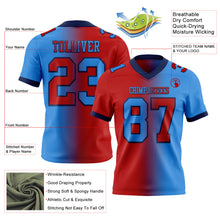 Load image into Gallery viewer, Custom Powder Blue Red-Navy Mesh Authentic Gradient Fashion Football Jersey
