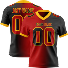 Load image into Gallery viewer, Custom Black Red-Gold Mesh Authentic Gradient Fashion Football Jersey
